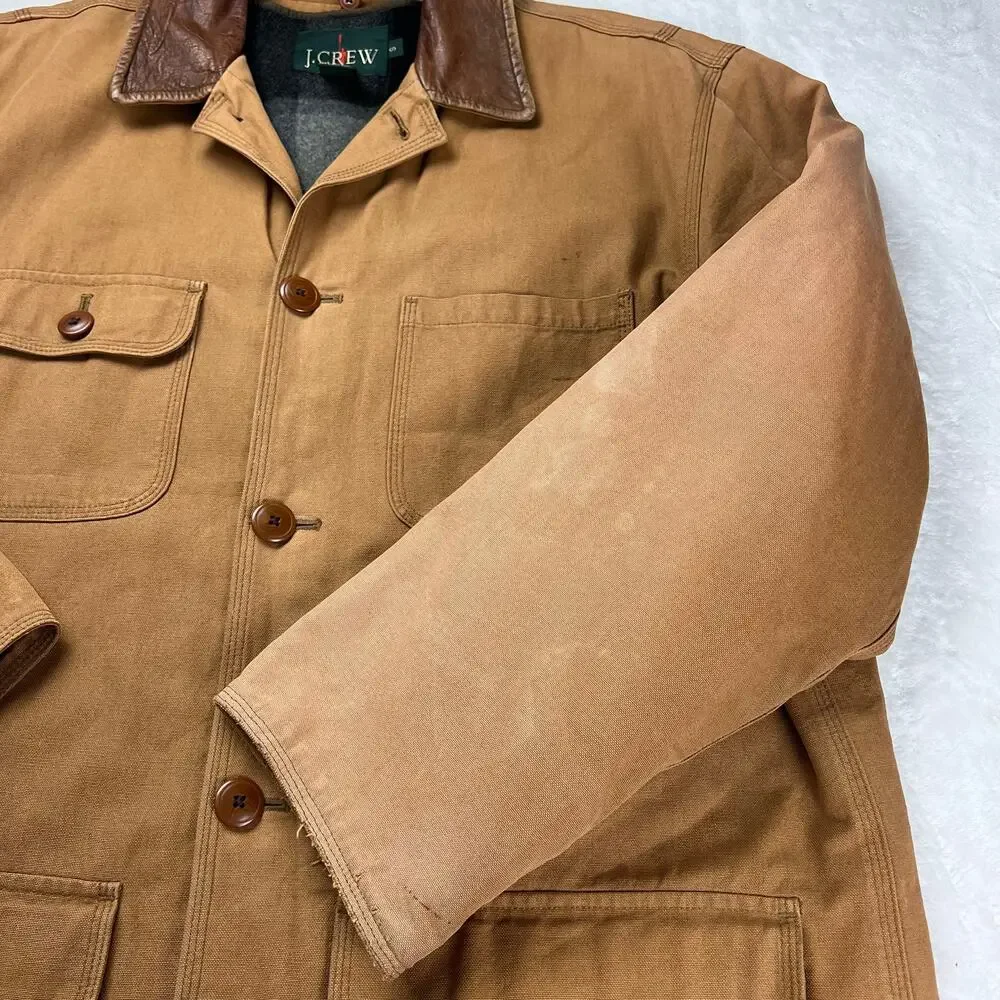 J.Crew Brown Chore Coat Jacket Men's size Small Removable Wool Liner Button up